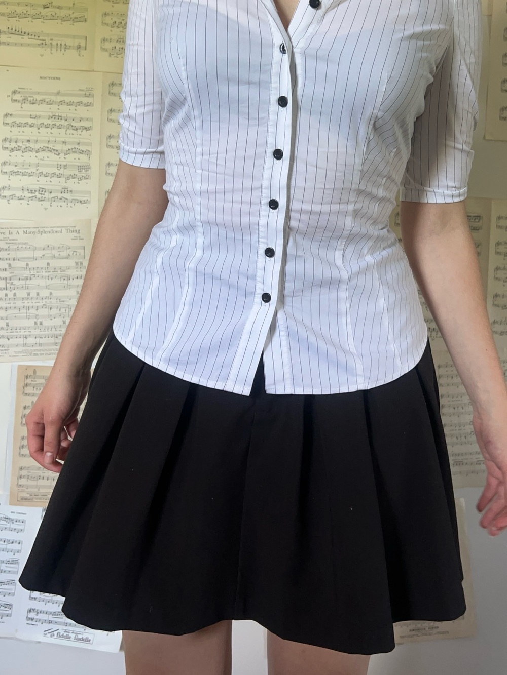 Black Pleated Mini Skirt